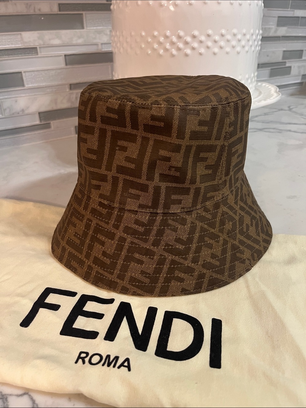 Fendi Brown Monogram FF Bucket Hat